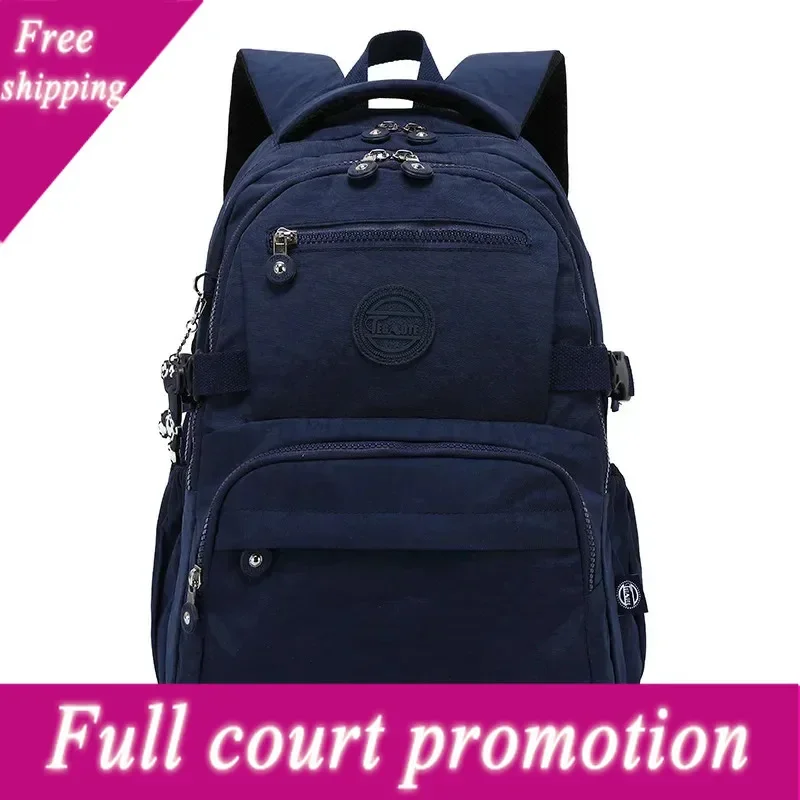 TEGAOTE Nylon A4 Waterproof Women Men School Backpack 15.6'' 14'' Laptop Lightweight Travel Bag Blue Green Black Red Pink M2303