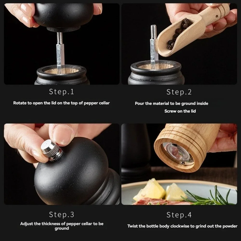 Black Pepper Mill Dutch Wood Manual Pepper Grinding Seasoning Bottle Creative Pepper Grinder Pepper Mill image 4