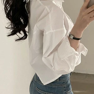 Zadily Camisa White Long Mango Women's, Korean Style, Divided Button Tops, Casual Blouse, Party, Monochrome, New, Spring, 2023 10 Main Sales Crop Shirt - №9