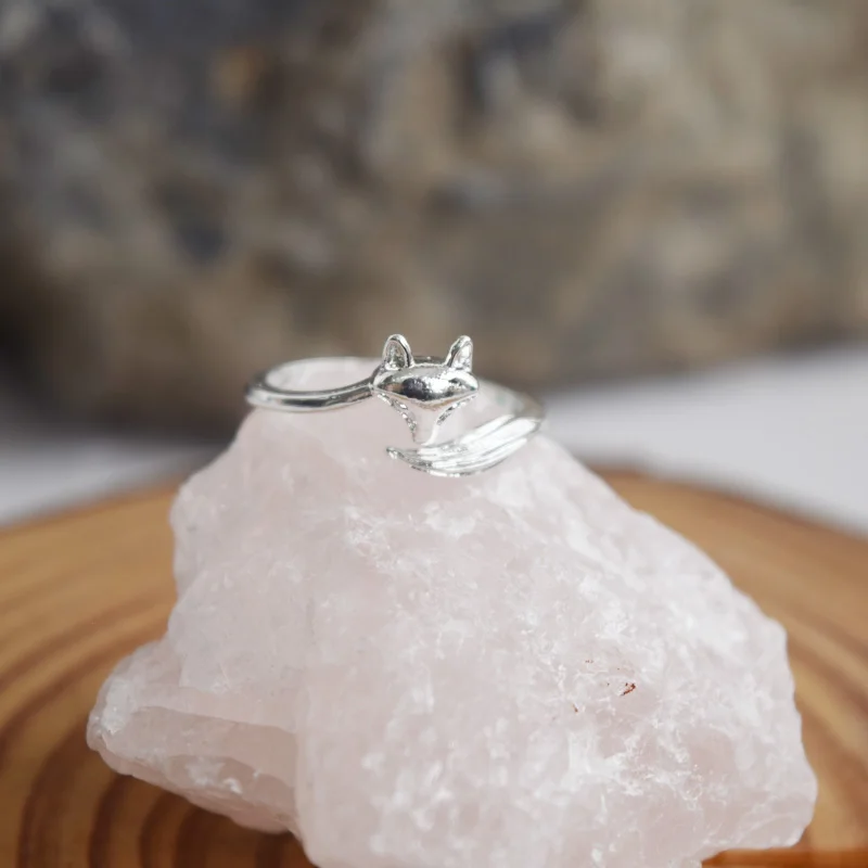 دروبشيبينغ داينتي قابل للتعديل حجم مفتوح الفضة مطلي الثعلب الدائري العصرية الأزياء والمجوهرات للنساء هدية فكرة #4