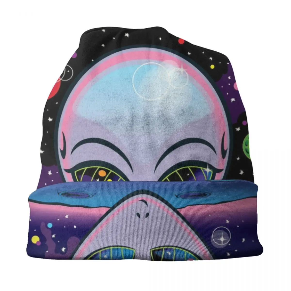 Schattige Kosmische Alien Beanie Cap Unisex Winter Warme Muts Breien Hoeden Hiphop Outdoor Ufo Fi Space Skullies Mutsen Hoeden Voor