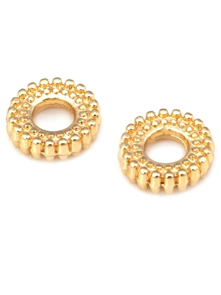 Pneu de pétern de ver en laiton couleur or 18 carats, cercle rond, Bracelets, perles d'espacement, accessoires de fabrication de bijoux à faire soi-même
