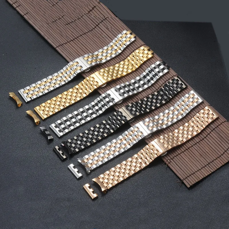 16-26mm Universal Solid Stainless Steel Flat Curved Ends Wrist Watch Band Strap Men Women Metal Bracelet Belt 18 20 22 22 24mm