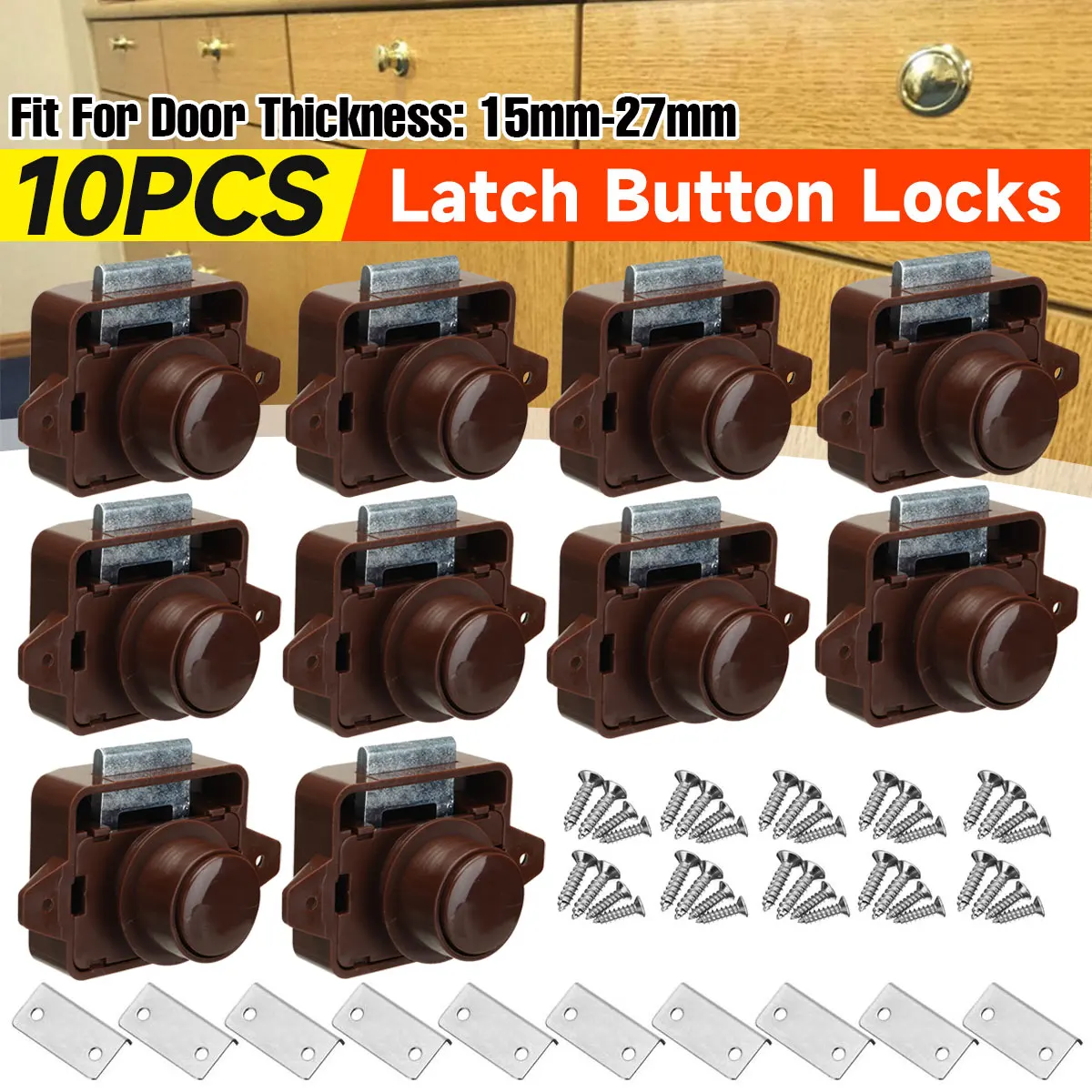 

10pcs Camper Car Push Lock RV Caravan Boat Motor Home Cabinet Drawer Latch Button Locks Furniture Door Lock Hardware