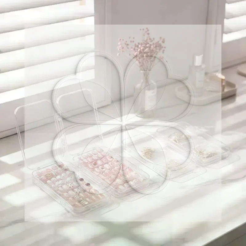 Transparent Nail Display Storage Box Multi-layer with Adhesive Strips Space Saving Holder for Nail Art Beginners