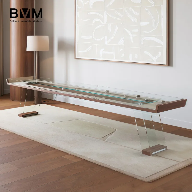 Tempered Glass Shovel Ball Table, Clear Design for Home and Club Use, Durable and Stylish Foosball Table, 7.2ft Regulation Size