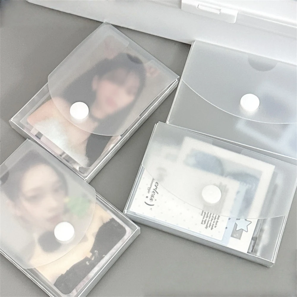 1pc Frosted Desktop Storage Box for Cards & Stickers Storage Transparent Dust-proof Functional Office Organizer Card Storage