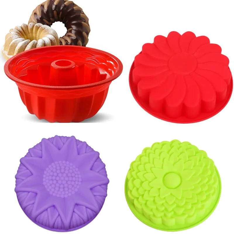 Non Stick Silicone Cake Pan Round Baking Mould Heat Resistance Bundt Mold