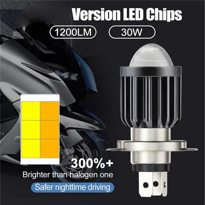A11M-5X H4 LED Spotlight Small Light Bulb LED Motorcycle Modified Headlight Integrated Two-Color Headlight Accessories