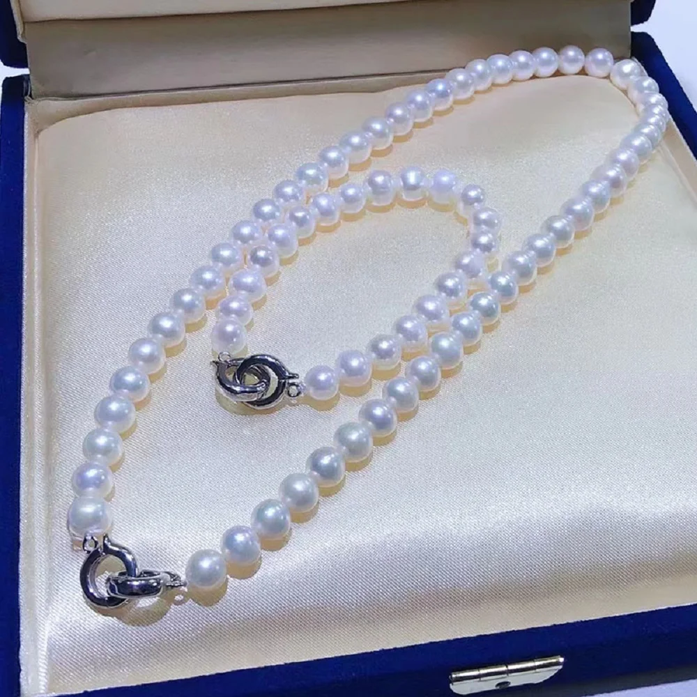 Gorgeous Jewelry AAAA 7-8mm Natural Pearl Necklace 18in+Bracelet 7.5-8in Set--Support customized sizes