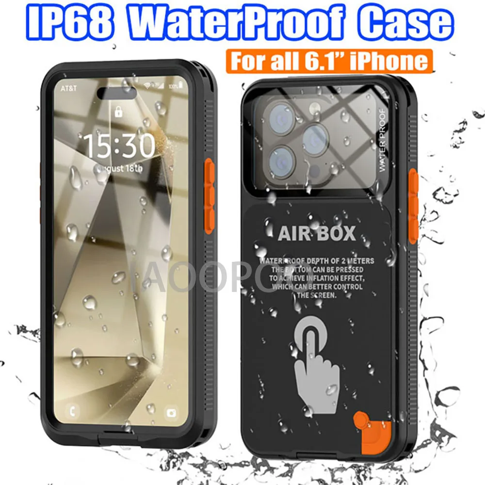 Universal 6.1 inch IP68 Waterproof Case For IPhone 15 14 13 12 Pro Diving Underwater Swim Outdoor Sports 3 Meter DropProof