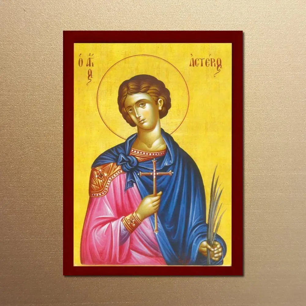 Greek Orthodox icon Canvas Wall Art Prints Saint Asterio Byzantine Artwork Religious Art Poster Picture Living Room Decor Framed