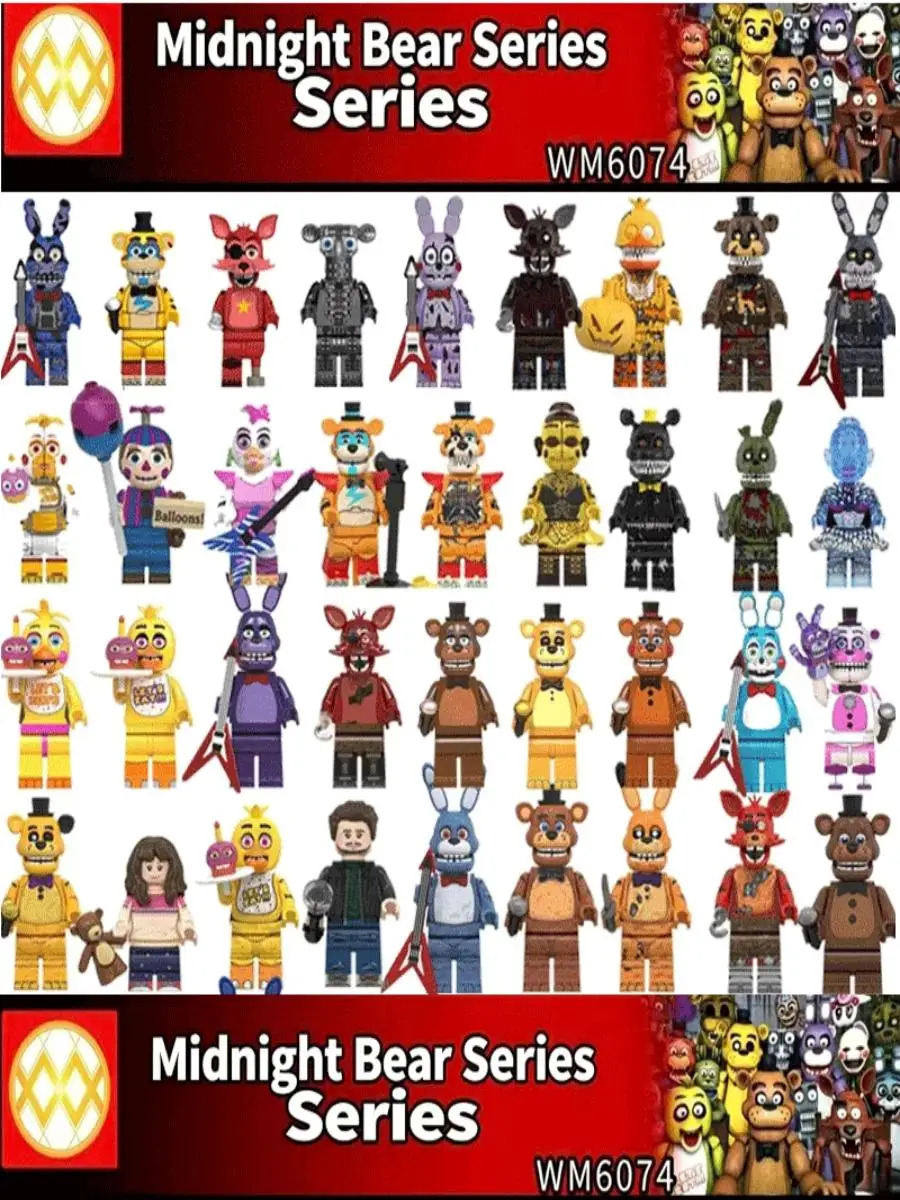 Bonnie FNAF Nights Spielfigur Mini-Figuren Bausteine Skelett Thriller-Spielzeug Geschenk Kinderspielzeug Mould King