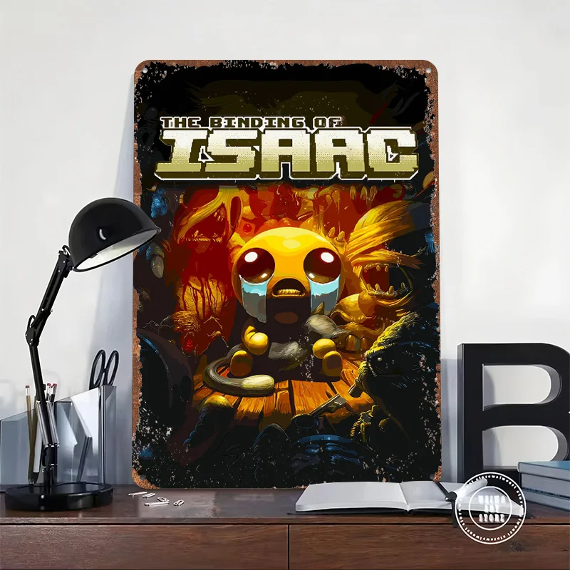 The Binding of Isaac Game Cover Tinplate Poster Customized Wall Art Retro Vintage Metal Signs for Fans Home Decor Items House