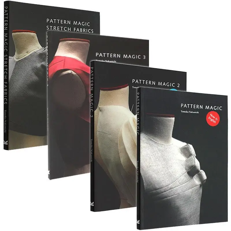 4 libros con patrón de Tomoko Nakamichi, libro mágico, telas elásticas de volumen, diseño de corte de ropa, libro de enseñanza