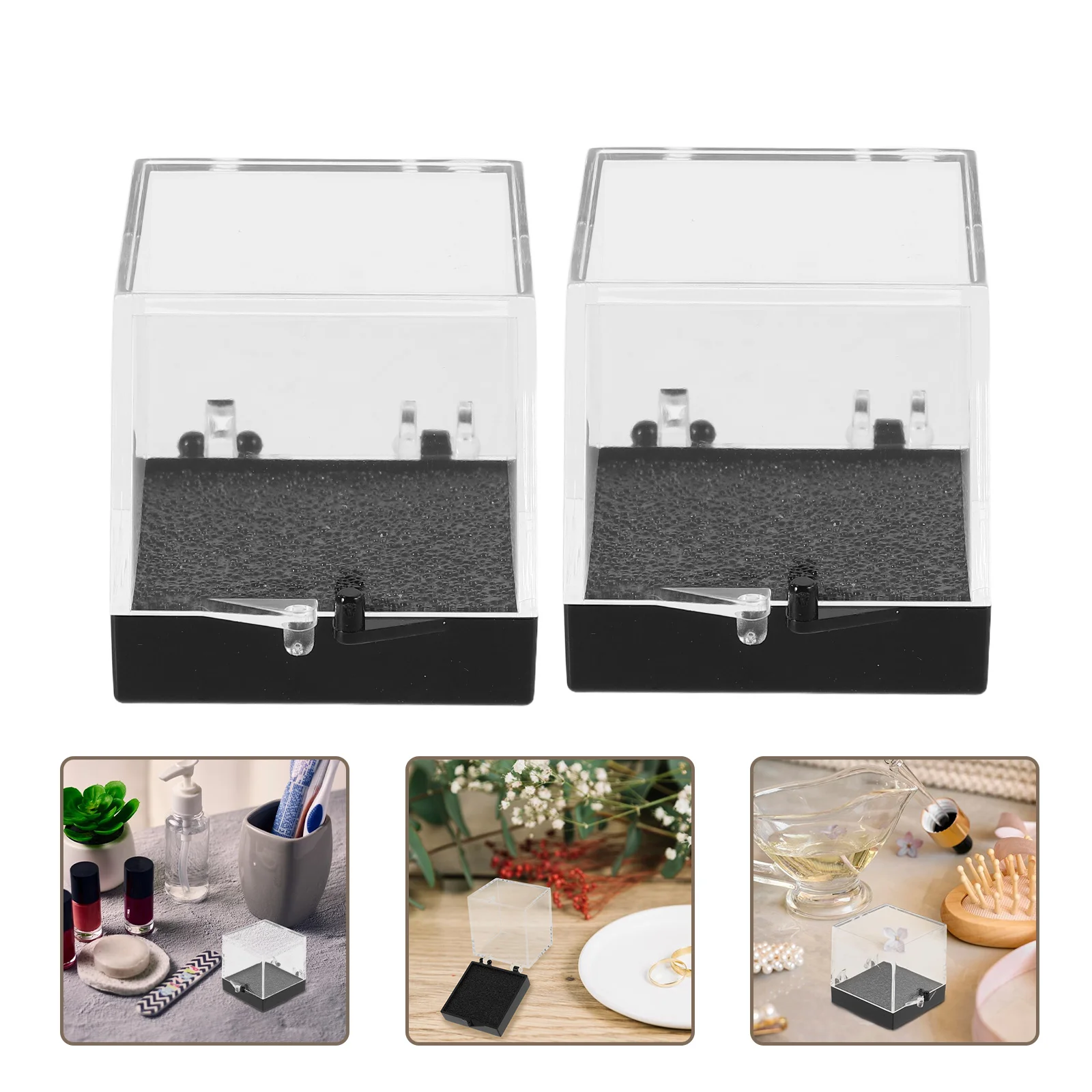 4pcs Mineral Standard Box Jewelry Specimen Storage Display Case Transparent Square Collector Multifunctional