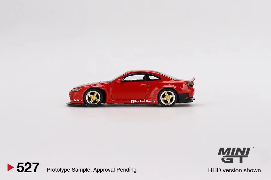 ของเล่นสำหรับเด็ก Nissan Silvia (S15) เกมจรวดกระต่ายแดงแบบดายคาสต์ขนาดเล็ก1:64 #527