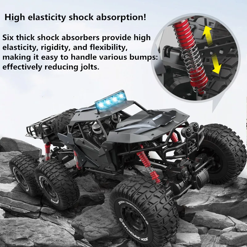 Camión teledirigido de alta velocidad, seis ruedas grandes, 70CM, 2,4G, todo terreno, 4WD, absorción de impacto independiente, iluminación LED, coche teledirigido