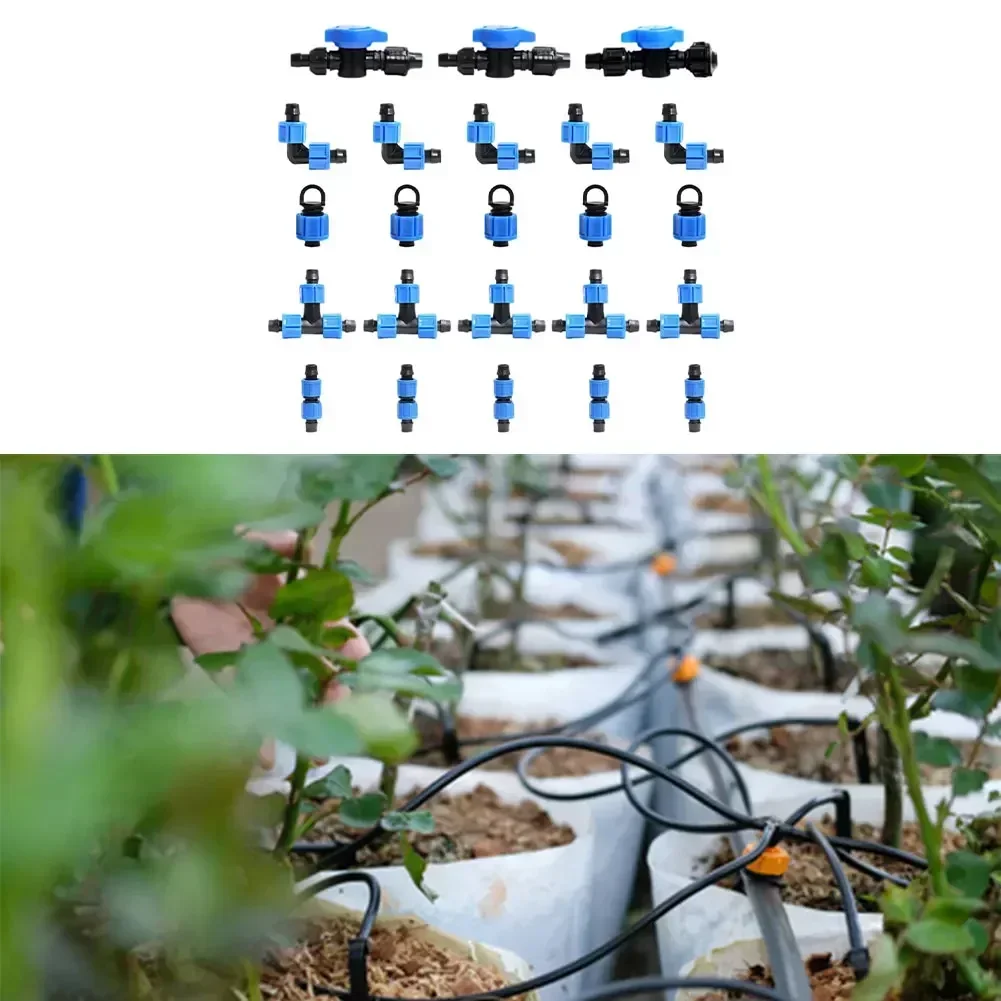 

Комплект из 50 соединителей для капельного орошения 16 мм для домашнего сада, газона, сельскохозяйственных систем полива, синие и черные пластиковые фитинги
