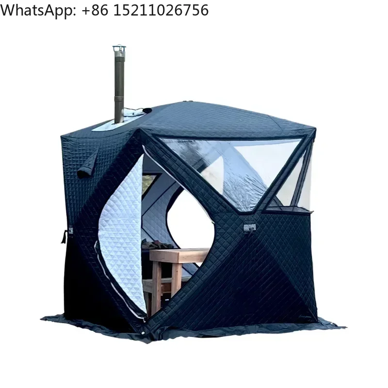 Outdoor 3-4 person 4 Season Sauna House Large Window chimney Mouth quick Open Portable Thickened Warmth winter Fishing Tent