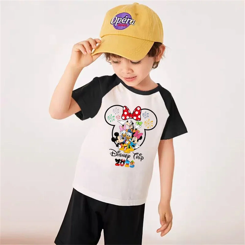 

New My First Disney Trip 2025 Kids Tshirts Funny Short Sleeve Boys Girls Disney Vacation T Shirt Mickey Minnie Children Clothes