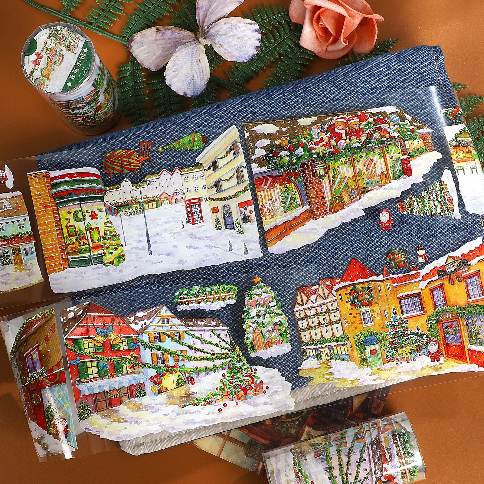 

80 мм * 5 м винтажный рождественский городской фестиваль пейзаж ПЭТ лента креативный DIY материал для журнала коллаж канцелярские принадлежности для скрапбукинга