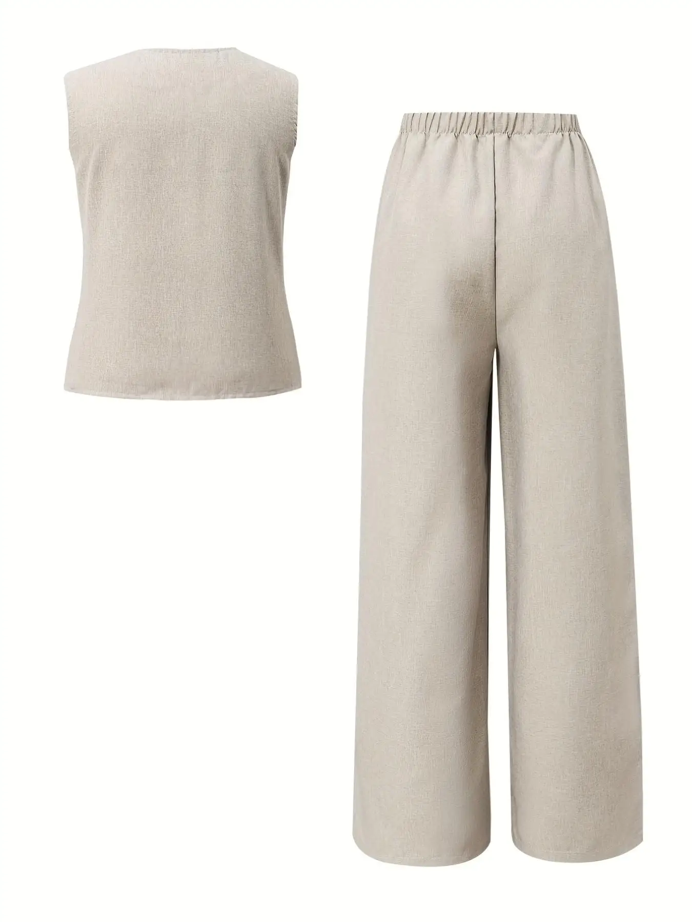 Girls' Summer and Autumn Casual Outfit: Girls' Casual Woven Sleeveless Vest Paired with Loose Long Pants Two-Piece Set Suitable for 5-13 Year Old Teenage Girls, Fashionable and Versatile Clothing