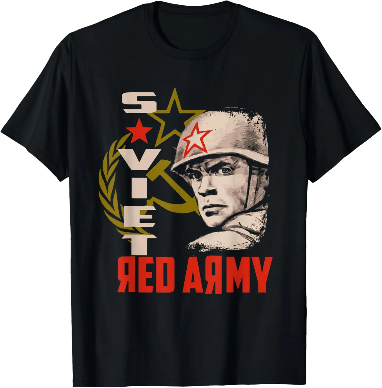 Soldado Del Ejército Rojo Soviético Vintage CCCP Repúblicas Socialistas Camiseta T-shirt Short Sleeve Casual 100% Cotton Shift