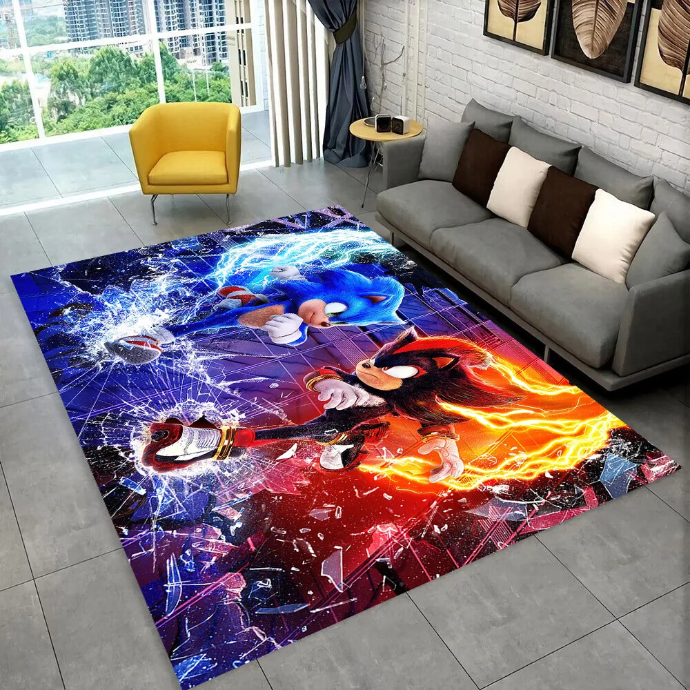 Tapis de dessin animé de jeu s-sonics 3D, pour décor de salon et de chambre à coucher, décoration antidérapante pour enfants, paillasson de canapé, cadeau de noël
