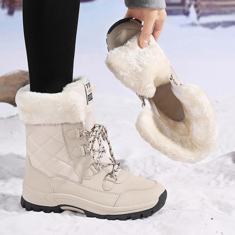 

Women Winter Plus Size Fleece Lined Warm Lightweight Outdoor Walking Snow Boots