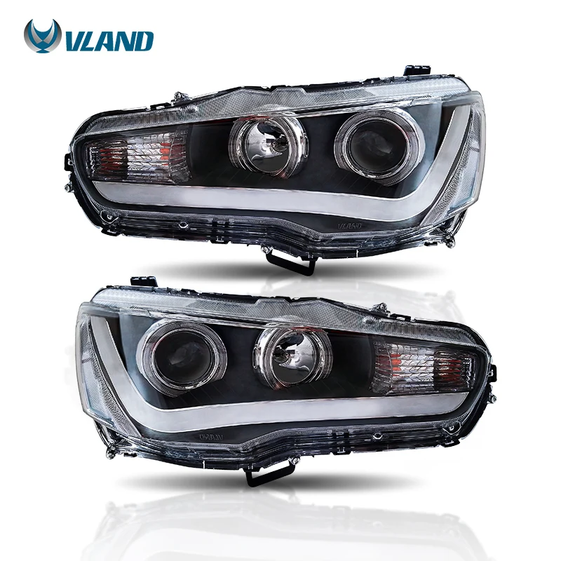 08-17 Faróis do projetor Mitsubishi Lancer Evo X Vland com olhos angulares