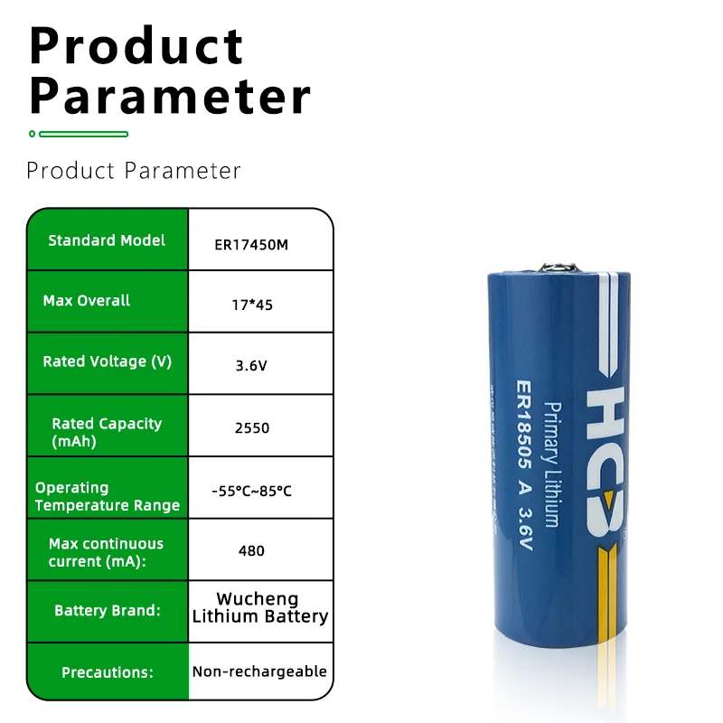 HCB ER18505 Heating meter, temperature controller, smoke alarm, static discharge device, 3.6V Li-SOCl2 Battery