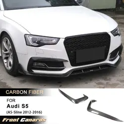 1 Pair Car Fog Light Lamp Canards Splitters Fins for Audi A5-Sline S5 2012-2016 Front Canards Fins Body Kits Carbon Fiber / FRP