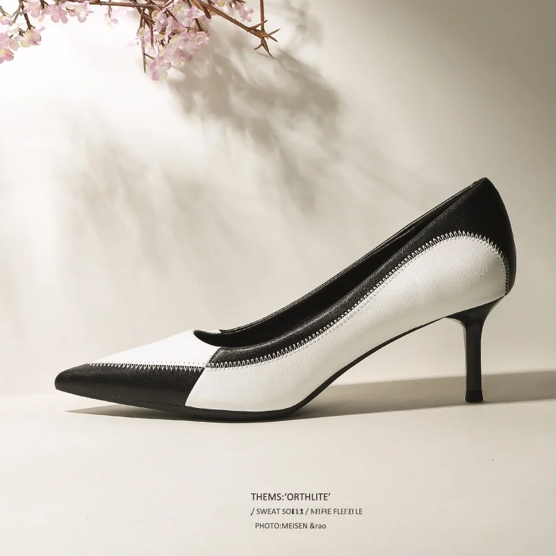 

Роскошные кожаные туфли на высоком каблуке с острым носком, универсальная модная обувь на тонком каблуке Single oes, модная обувь