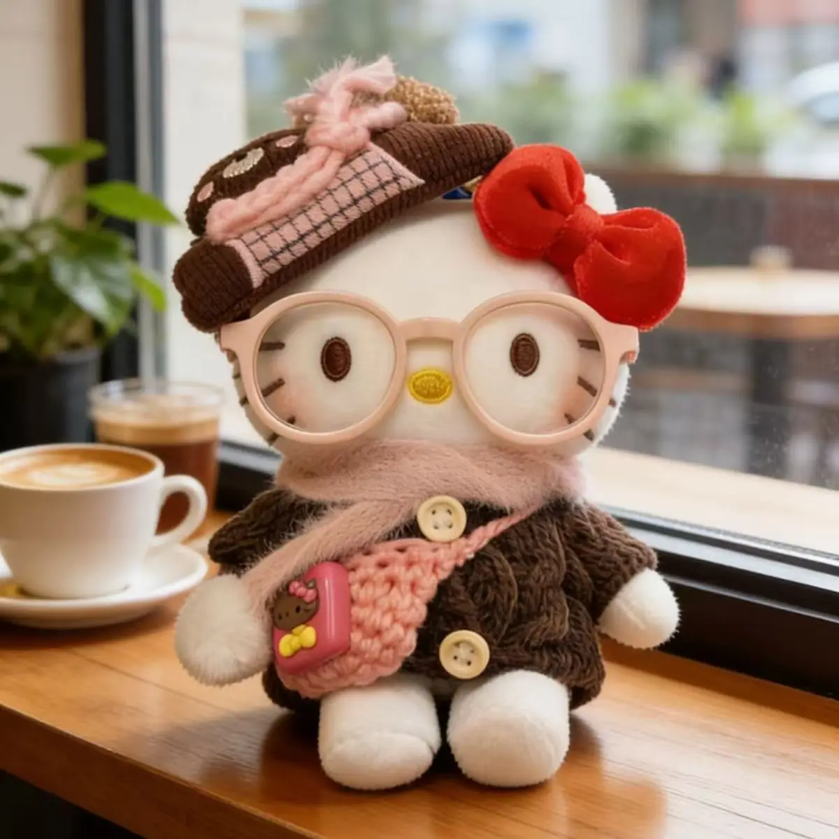 Nouveau Style Sanrio Maillard marron pull Hello Kitty mignon dessin animé en peluche porte-clés sac à dos ornement meilleur ami fille cadeau d'anniversaire