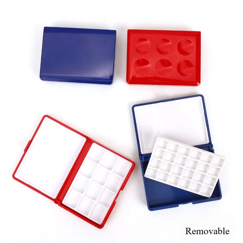 

12/24 Well Palette Box Watercolor Pigment Packing Box 8x6cm Washable and Portable for Travel Painting Outdoor Sketching