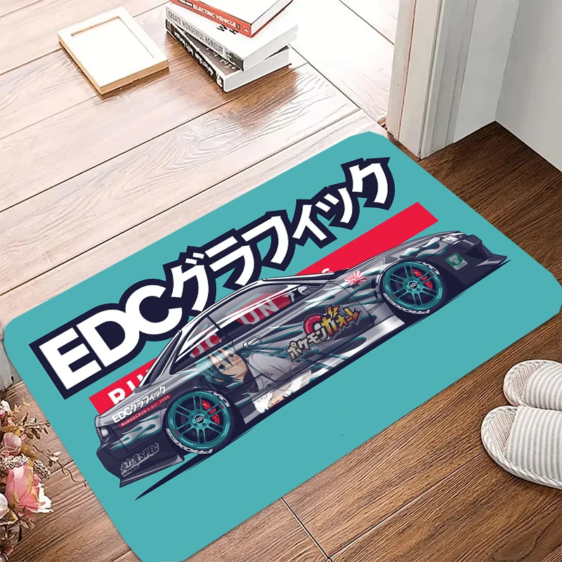 Anime sports car Kitchen Mat Home Entrance Doormat Living Room Bedroom Balcony Carpet Bathroom Hallway Door Anti-Slip Foot Rug