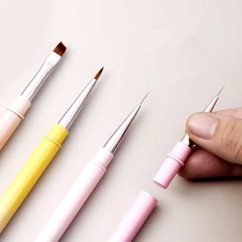 1/5PCS Doppel Kopf Gradienten Rampe Metall Griff Zeichnung Pinsel Liner Pinsel Malerei Stift Gel Polnisch Kristall Nail art Maniküre Werkzeuge