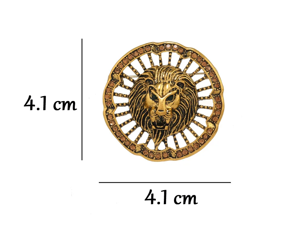 Spilla a forma di leone in cristallo artificiale modellato a forma di