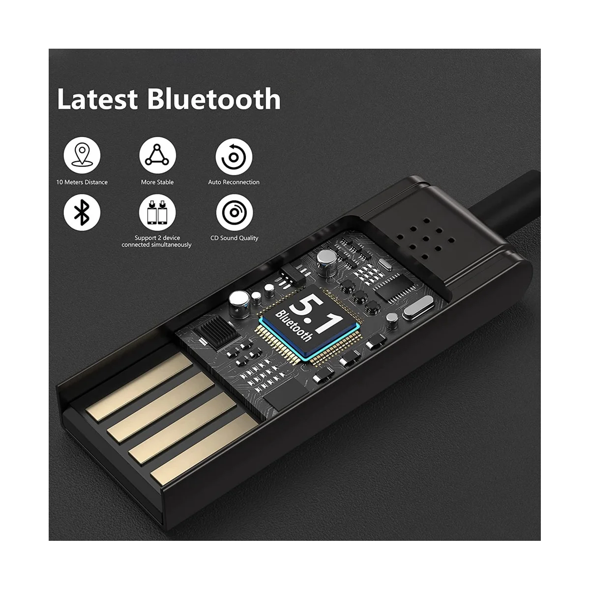 A57G-Aux zu Bluetooth 5.1 Adapter 3,5 mm Bluetooth-Empfänger, integriertes Mikrofon, für Autolautsprecher und Home-Audio