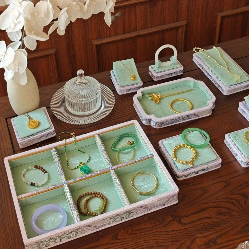 Wooden Jewelry Tray Chinese Style Luxury Jewellery Trays Bracelet Necklace Earrings Display Pallet Exhibitor Showcase Supplies