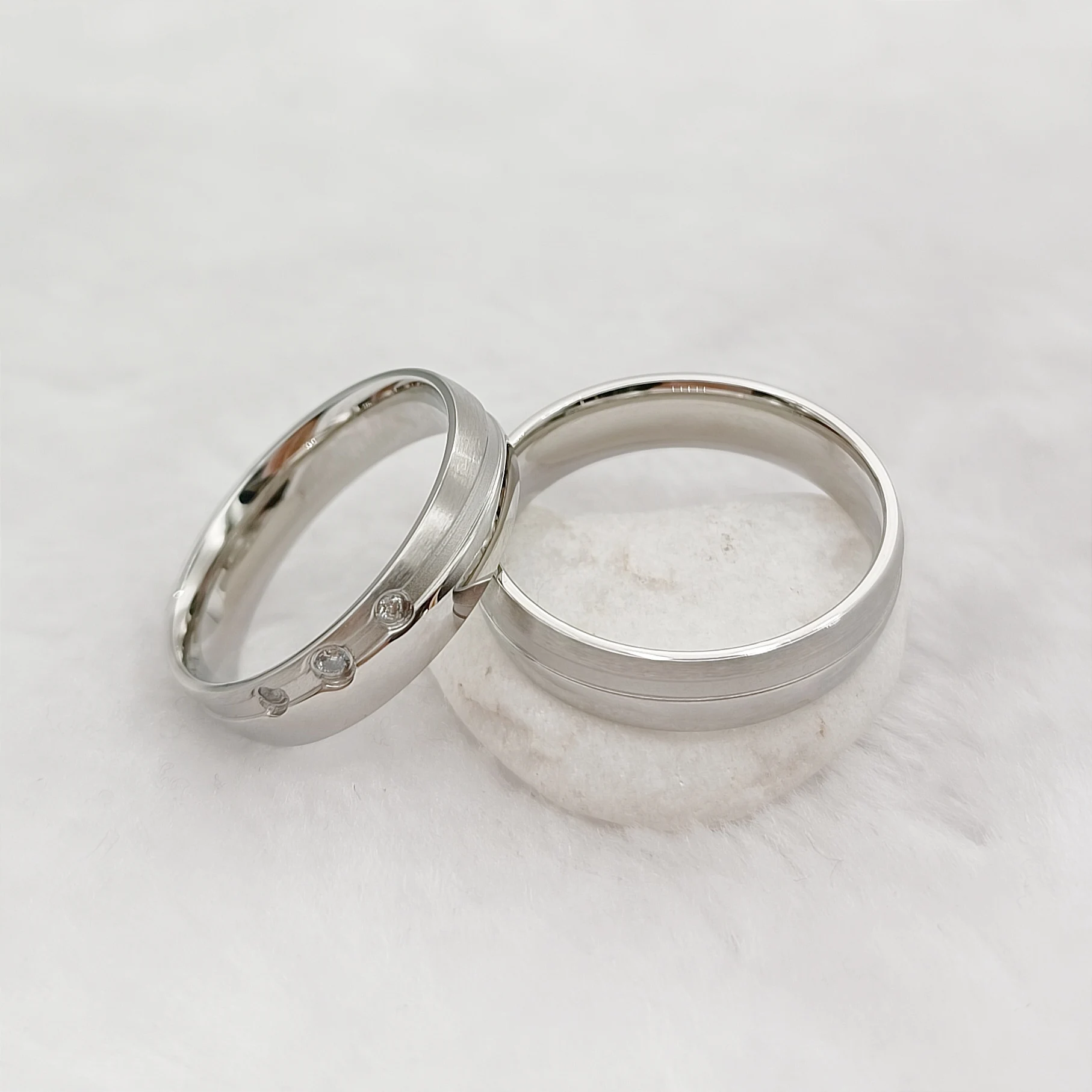 أربطة زفاف متطابقة للذكرى السنوية والخطوبة والمناسبات الرومانسية 316L خواتم زوجين من الفولاذ المقاوم للصدأ لا تتلاشى #3