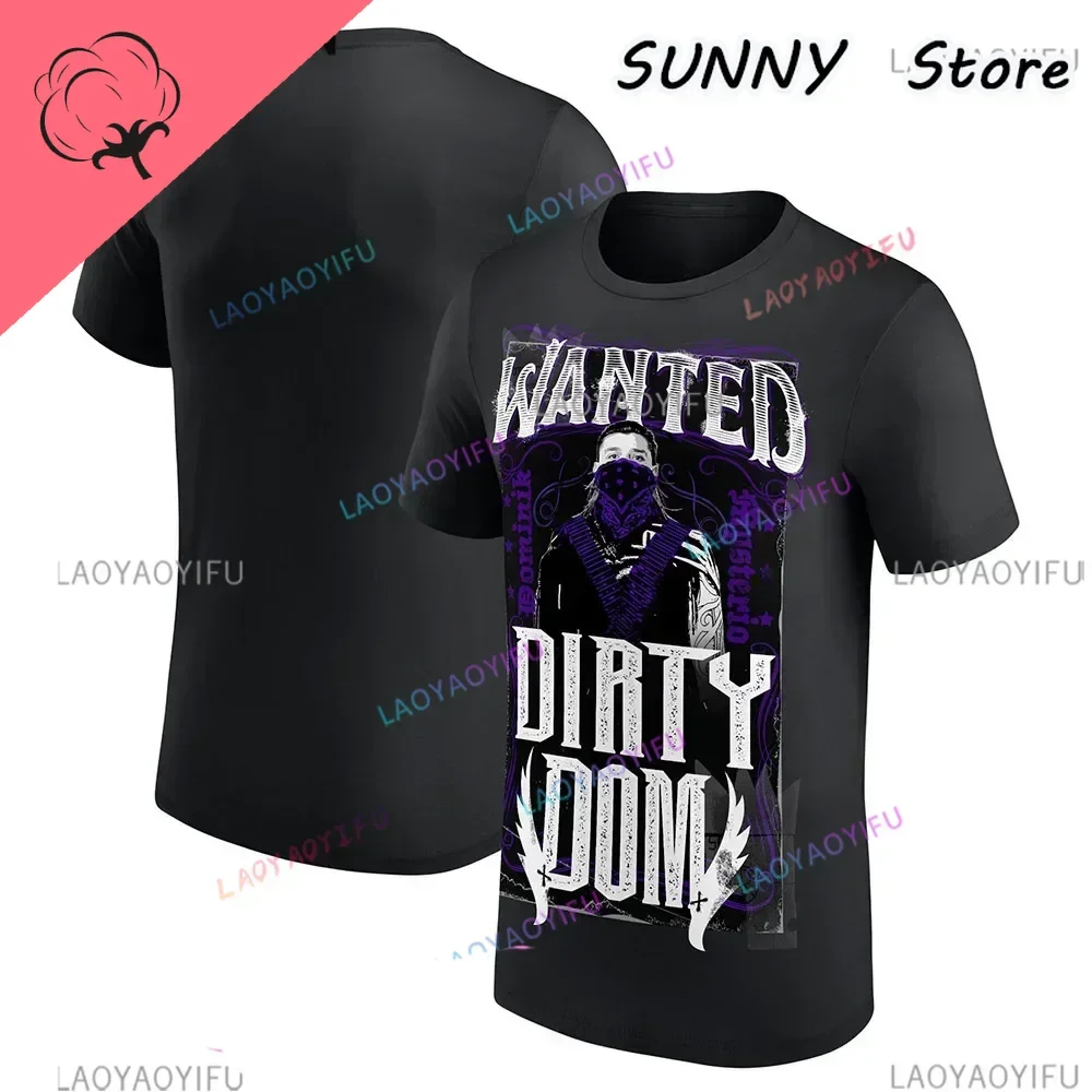 2024 New Men's Black Dominik Mysterio Dirty Dom T-shirt Summer Short sleeved Women's T-shirt