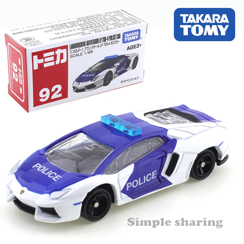 

Takara Tomy Tomica No. 92 Lamborghini Полицейский автомобиль Моделирование Миниатюрная модель автомобиля Коллекция украшений Игрушка
