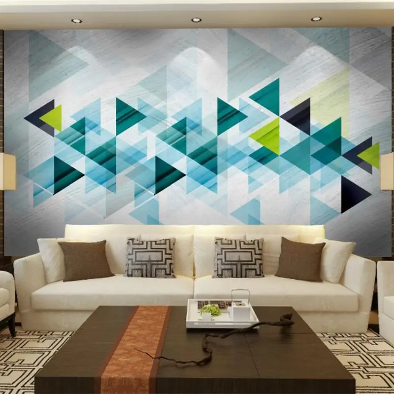 Custom wallpaper 3d mural Nordic minimalist modern triangle geometric color block TV mural restaurant background wall фотообои