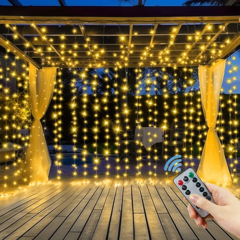 USB Plug Curtain Light String Ramadan Atmospherewith Remote Control – Eid Mubarak Home Wall Decoration