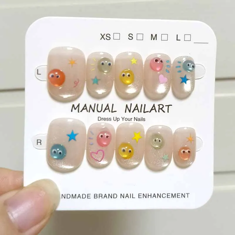 10 قطعة النمط الفرنسي الجديد لطيف ثلاثية الأبعاد عيون صغيرة يمكن ارتداؤها الأظافر التصحيح مسمار وملحقات الأظافر اضغط على الأظافر انفصال مسمار نصائح #5