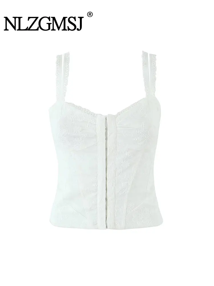 

NLZGMSJ 2026 Spring Women Camis Sleeveless Criss Cross Front Hollow Out Slim Crop Top Sexy Bustier CamisoleY2K