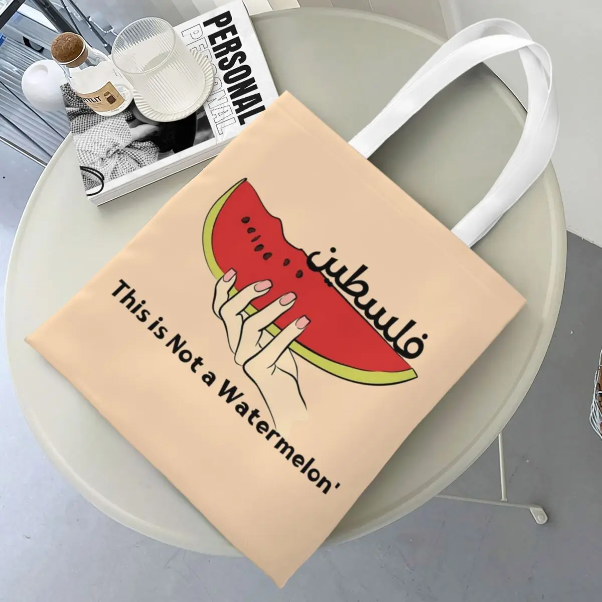 This Is Not A Watermelon Merch Canvas Tote Bag for Women Daily Parody Magritte Watermelon Grocery Bags