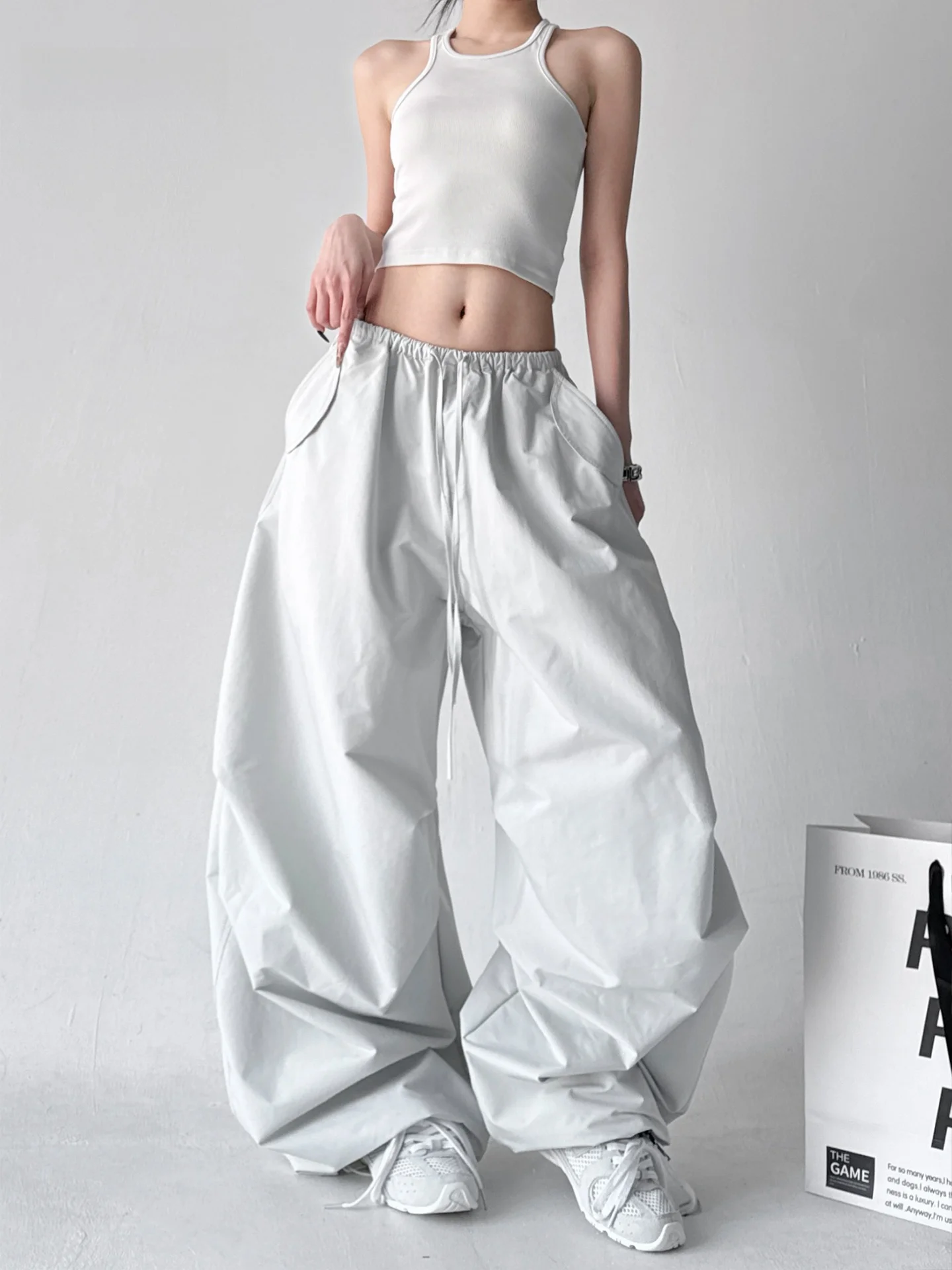 

High Waist Loose Wide Leg Pants Women's Qui Dry Trousers Slimming Versatile Tall Casual Pants Spring 2026 New Arrival